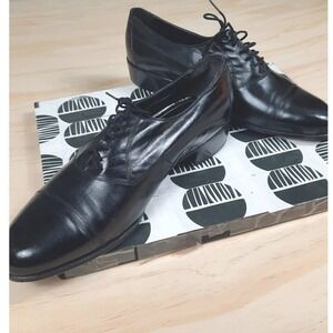 Vintage Florsheim Black Leather Cap Toe Oxford Dress Shoes Mens 10 E Lace Up